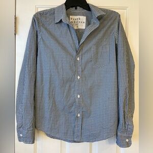 Frank & Eileen Barry Green and Blue Gingham Button Up Shirt Sz Medium